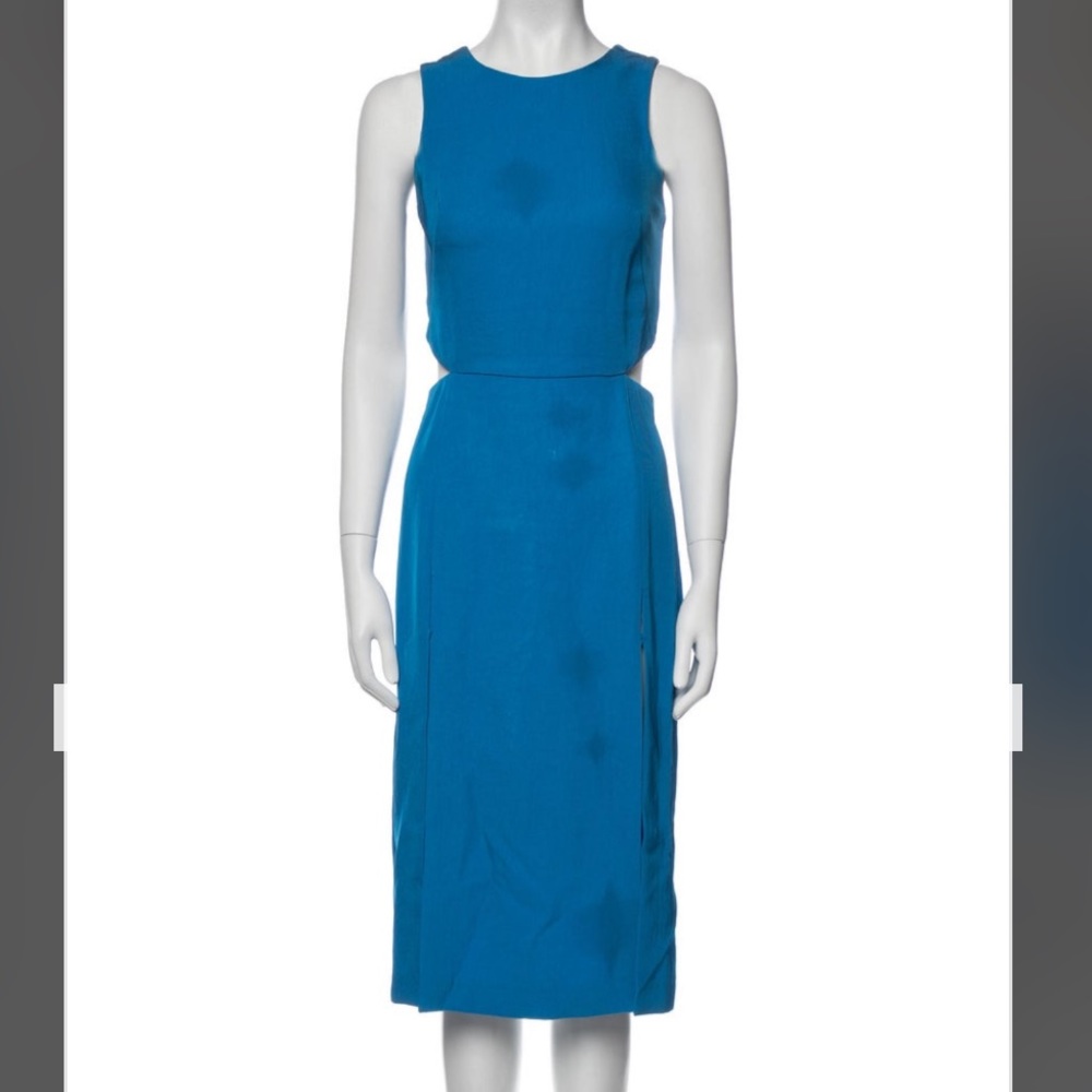 Sandro Blue Double Front Slit Midi Dress with Side Cut Out